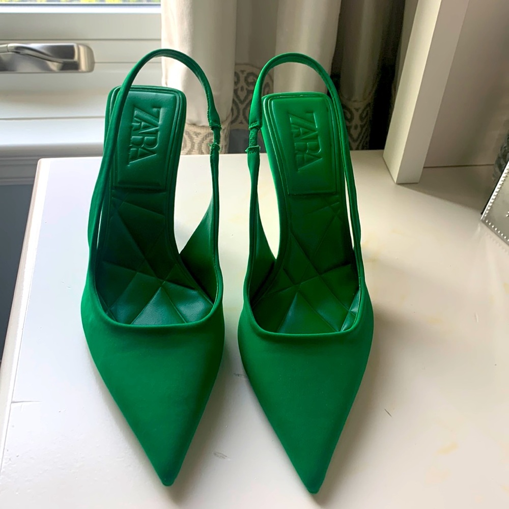 Zara emerald green sling backs